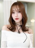 レイヤーカットシースルーバング大人ボブふんわりミディアム