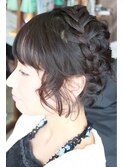 結婚式♪ボブアレンジ　編み込みアレンジ