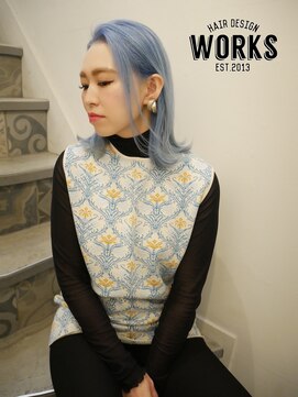 ワークス ヘアデザイン(WORKS HAIR DESIGN) 水色カラーボブ