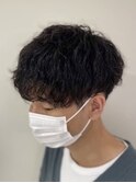 10代20代韓流☆ツイストパーマショートマッシュアッシュブラック