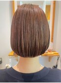 20代30代ミニボブココアブラウン小顔美肌ストレート丸み