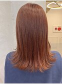 大人のオレンジブラウン切りっぱなしミディアム【中居】