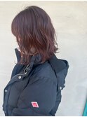 ピンクブラウンゆるパーマ切りっぱなしボブ【rili横浜】