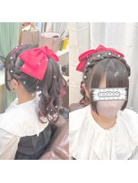 秋葉原コットン ヘアセット専門店&nbsp;パールピン付きヘアセット 編み込みポニーテール