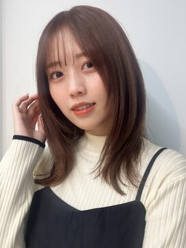 ユアーズヘア 神楽坂店(youres hair) サラ艶ミディアムレイヤーボブオリーブベージュダークアッシュ