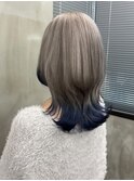 【number ulus】ホワイトグレージュ×裾カラー×ブルー