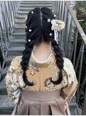 卒業式ツイン編み込み♪鶴川　町田　美容室　袴　着付け