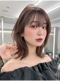韓国ミディアム×チェリーブラウン×顔まわりレイヤー×横浜