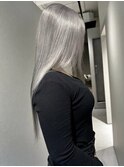 ロング　ケアブリーチ　ミルクティーベージュ　顔まわり　10代