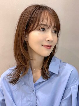 ソワネ 表参道(soigne) 表参道酸性ストレートパーマ艶髪ミディアムレイヤーベージュ40代