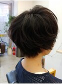 大人かわいいゆるふわショート暗髪アッシュブラック ボブパーマ