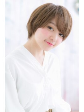 ミック ヘアアンドメイク アップ 駒込店(miq Hair&Make up) 目力UP！斜めバング★ミルキーベージュマッシュショート