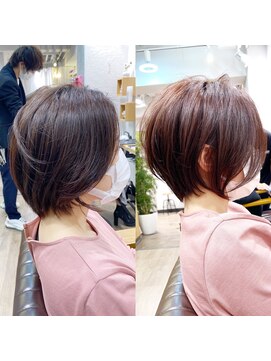 アヴァロン(AVALON) 愛され大人ショートボブ・前髪なし・ピンクベージュ【BISA】