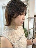 20代30代40代小顔カットインナーカラー透け感ボブearring color