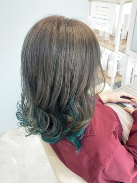 ワクヘアー(WaKu hair) インナーカラー　グリーン