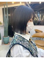 ロンドアジュール 横浜(Lond azur) 黒髪でも可愛い切りっぱなしボブ【久保田夢美】ダークアッシュ
