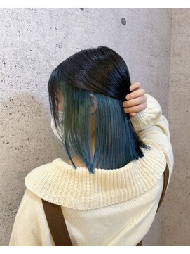 ブロッサム 池袋店(Blossom) インナーカラーボブブリーチダブルカラーブルー池袋美髪髪質改善