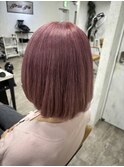 ボブピンク春カラー派手髪ハイトーンラベンダーエクステ池袋
