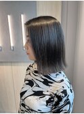 20代30代切りっぱなしストレートボブミルフィーユカラー