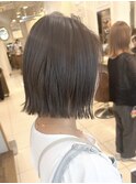 シークレットハイライトグレージュ切りっぱなしボブ【横浜】k