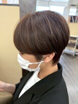 美容室 びゃんびゃん 社店&nbsp;ショートボブ/くびれヘア/アプリコットオレンジ/ストレート