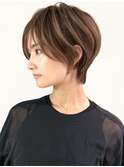 ダブルカラーハイライトケアブリーチレイヤーカットショートヘア