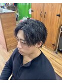 センターパートスパイラルパーマ