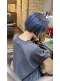 ブルーアッシュダークアッシュアンブレラカラーレイヤーショート