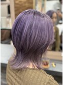 パープルカラーウルフカット