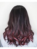 バレイヤージュ×ベリーピンク×グラデーションカラー