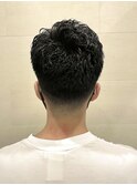 ビジネスショート 黒髪 アップバング フェード