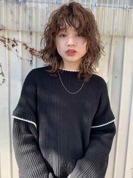 オアシス(oasis) 【oasisオグラ】シアーグレージュなゆるウェーブウルフパーマ