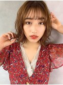 シースルーが可愛いナチュラルベージュボブ 担当大山