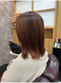 ミディアムヘアー オレンジカラー