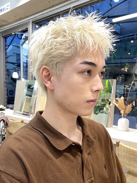 サンクプロジェクト(cinq PROJECT) 韓国風メンズメルクティーベージュダブルカラーハイトーンカラー