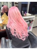 ピンクパール×レイヤーカット/スーパー人毛エクステ60枚