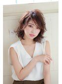 くびれヘア韓国風巻きアプリコットオレンジ夏ハイライトカラー