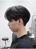 毛流れセンターパートニュアンスパーマカルマヘアメンズパーマ