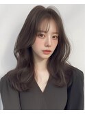 黒髪/グレーベージュ/レイヤーロング/前髪パーマ[新宿駅]