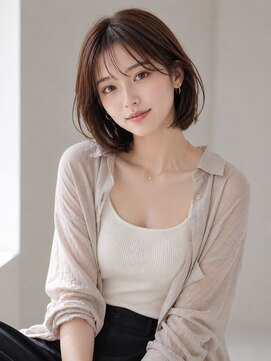 リリアーナ(LILIANA) 池袋 シースルーバング 流しバング ラベンダーブラウン 大人ボブ