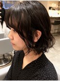 お手入れ簡単ゆるふわボブパーマ/暗めカラー
