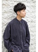 ツーブロックパーマ透明感暗髪黒髪20代30代バーバーカット