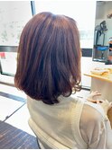 縮毛矯正の失敗から縮毛矯正で自然な丸いシルエットのボブに