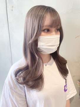 ヘアサロンガリカアオヤマ(hair salon Gallica aoyama) 【田中杏実】ゆるふわウェーブ/ハイトーンミルクティーベージュ