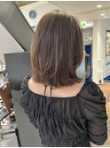 ミディアム レイヤー 長めボブ ブラウン 原宿 表参道