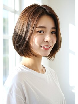 ニューカマー バイ ヘッドライト シブヤ(NEW COMER by HEADLIGHT shibuya) ベージュブラウン×収まり◎ショートボブ