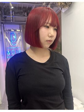 グロウ 渋谷(grow) ブロンドまで落ちるワインレッド☆韓国風タッセルボブ☆
