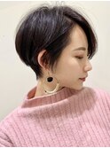 ハンサムショート/絶壁解消/前下がり/癖毛くせ毛/黒髪大人クール