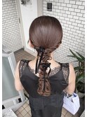 タイトヘア 編みおろし ヘアセット お呼ばれヘア