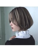 コントラストハイライトで作るふんわり丸みボブ
